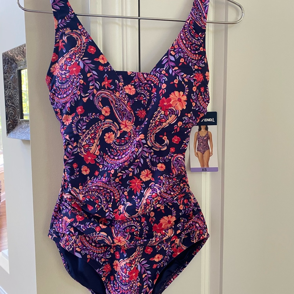 Lands' End One Piece Swimsuit Purple and Blue